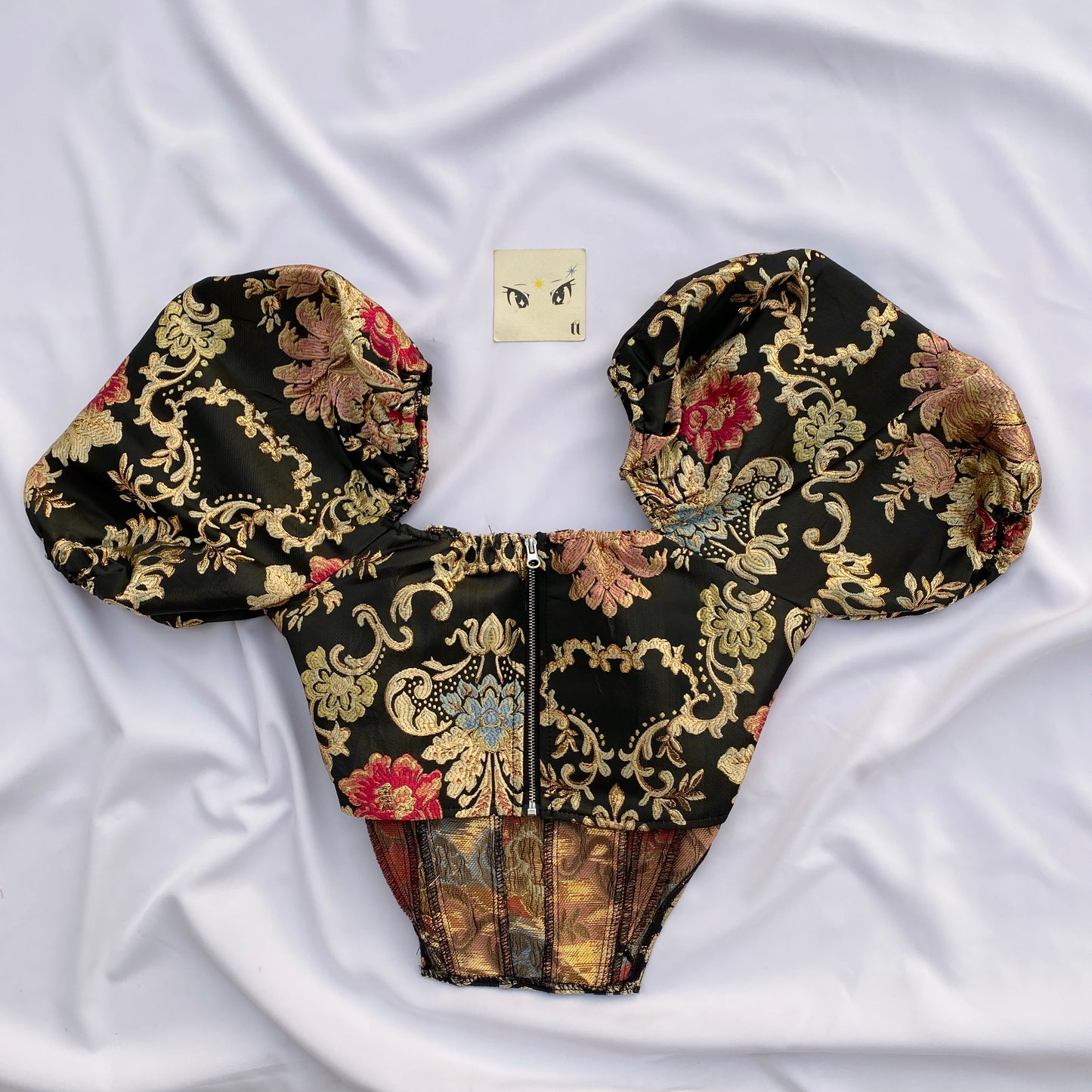 JACQUARD PUFF SLEEVE CORSET (BUST : 32-34, UPPER WAIST : 28-30)