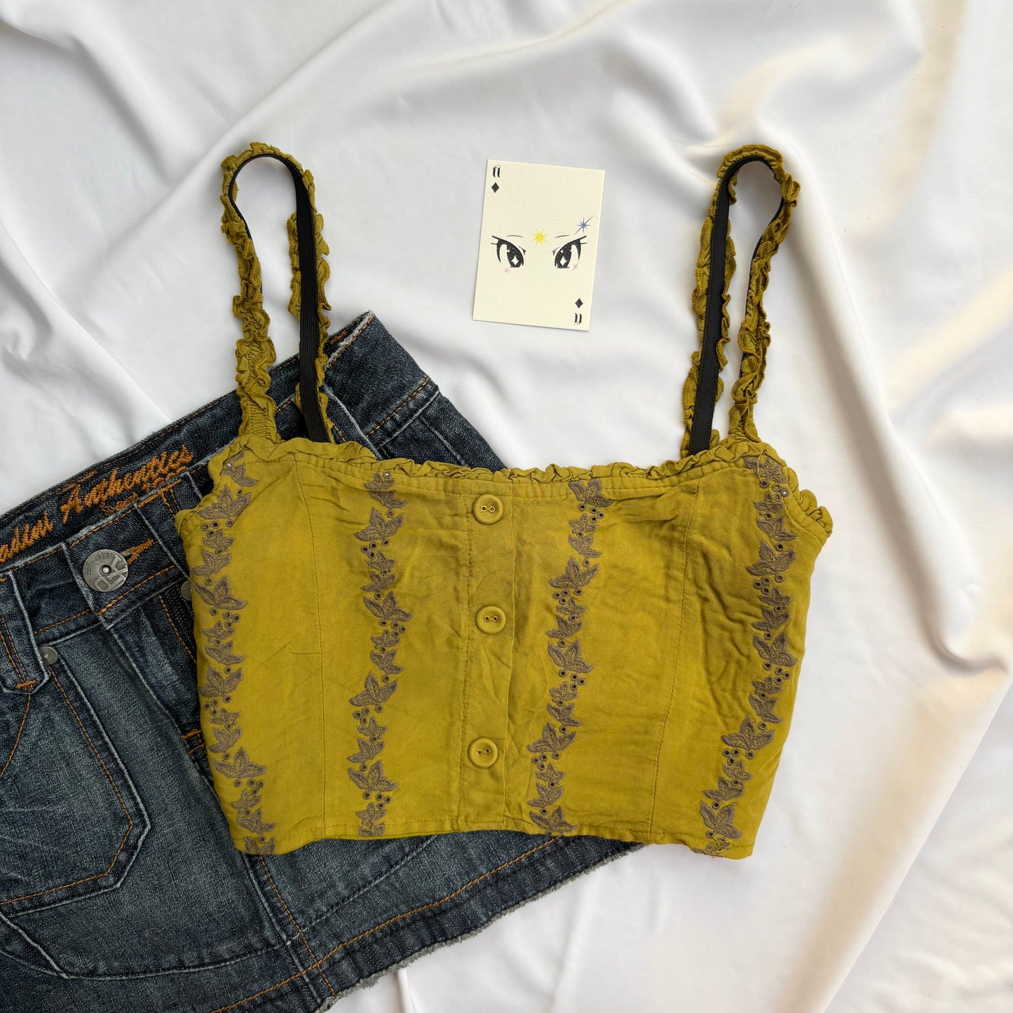 GREEN EMBROIDERED TOP (Bust : 32-34, Upper Waist : 26-29)