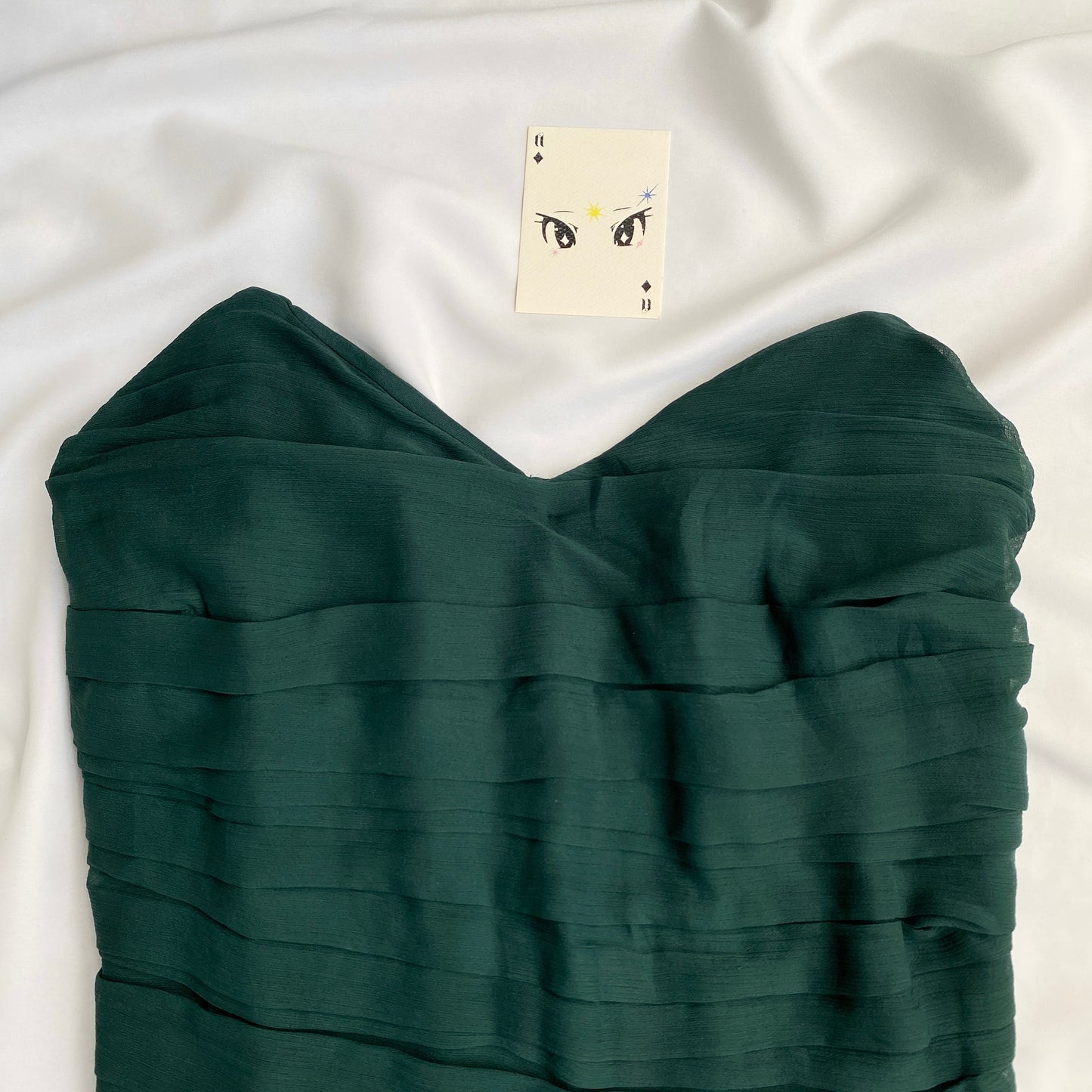 FOREST GREEN RUCHED CORSET (Bust : 40-44, Upper Waist : 36-42)