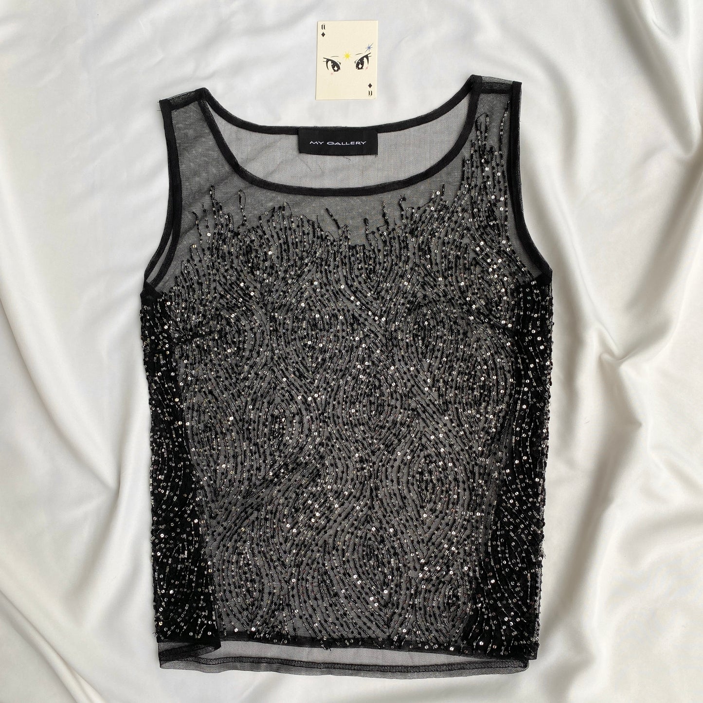 BLACK EMBELLISHED MESH TOP (Bust : 36-40, Upper Waist : 30-36)