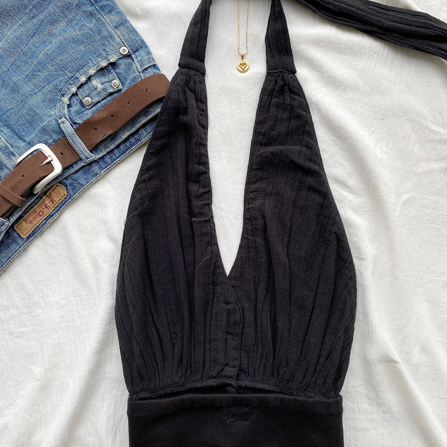 BLACK HALTER TOP FROM FREE PEOPLE (Bust : 32-34, Upper Waist : 24-28)