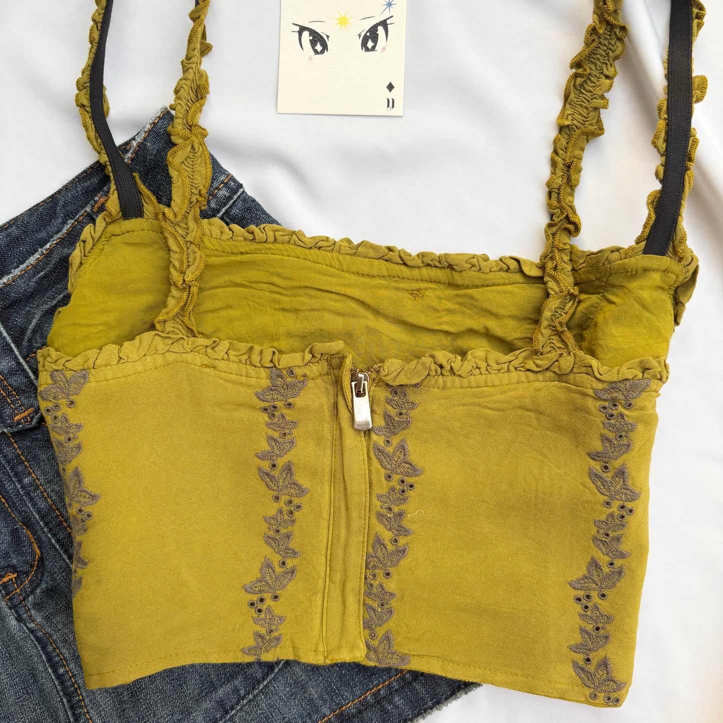 GREEN EMBROIDERED TOP (Bust : 32-34, Upper Waist : 26-29)
