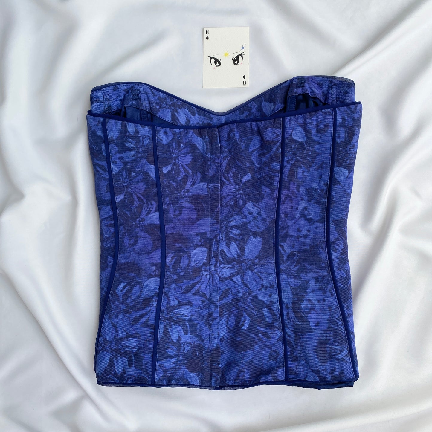 ROYAL BLUE FLORAL CORSET (Bust : 32-34, Upper Waist : 28-30)