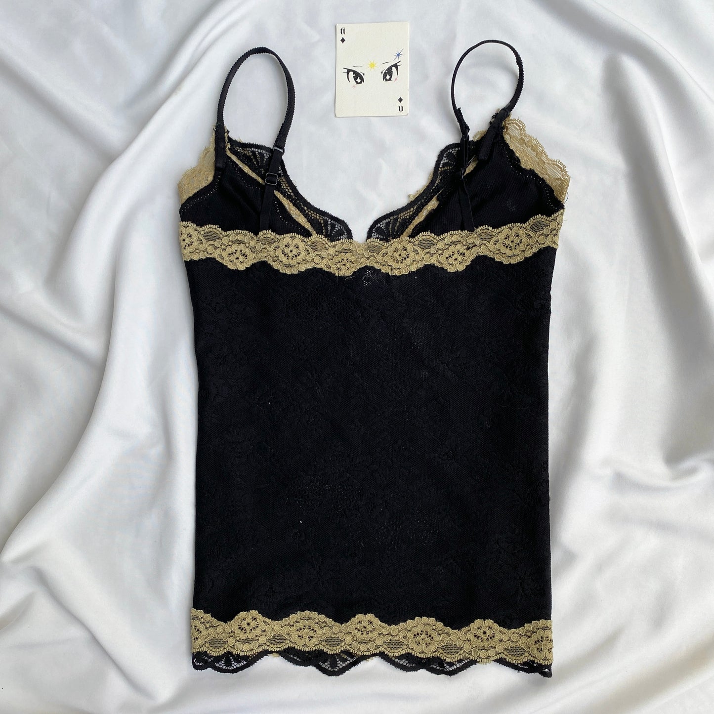BLACK CAMI TOP WITH LACE DETAILING FROM MANGO (Bust : 30-34, Upper Waist : 24-28)