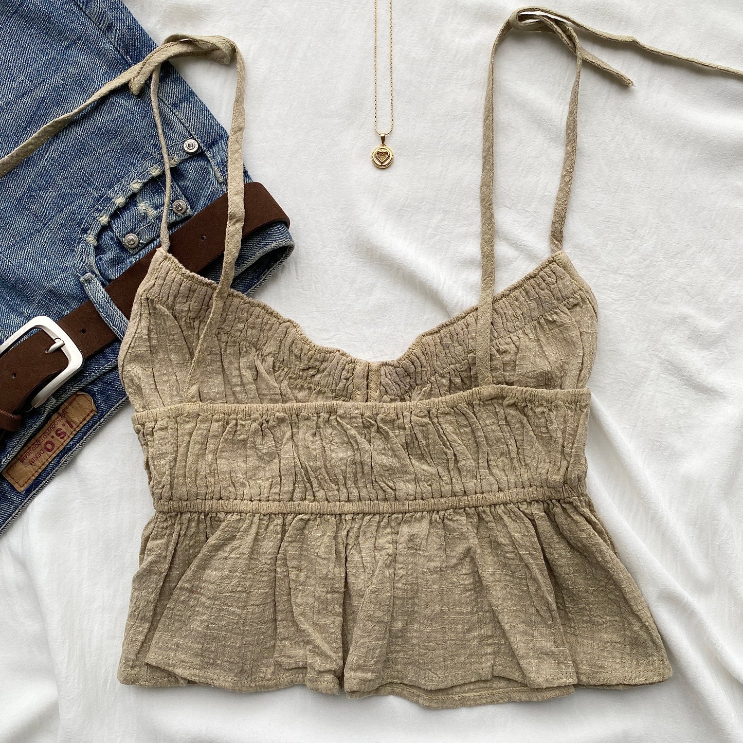 GREEN TIE UP TOP (Bust : 30-34, Upper Waist : 24-28)