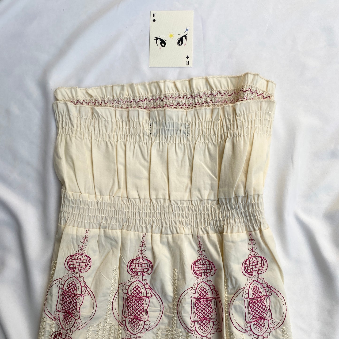 CREAM EMBROIDERED BABYDOLL TUBE TOP (Bust : 34-38, Upper Waist : 28-38)