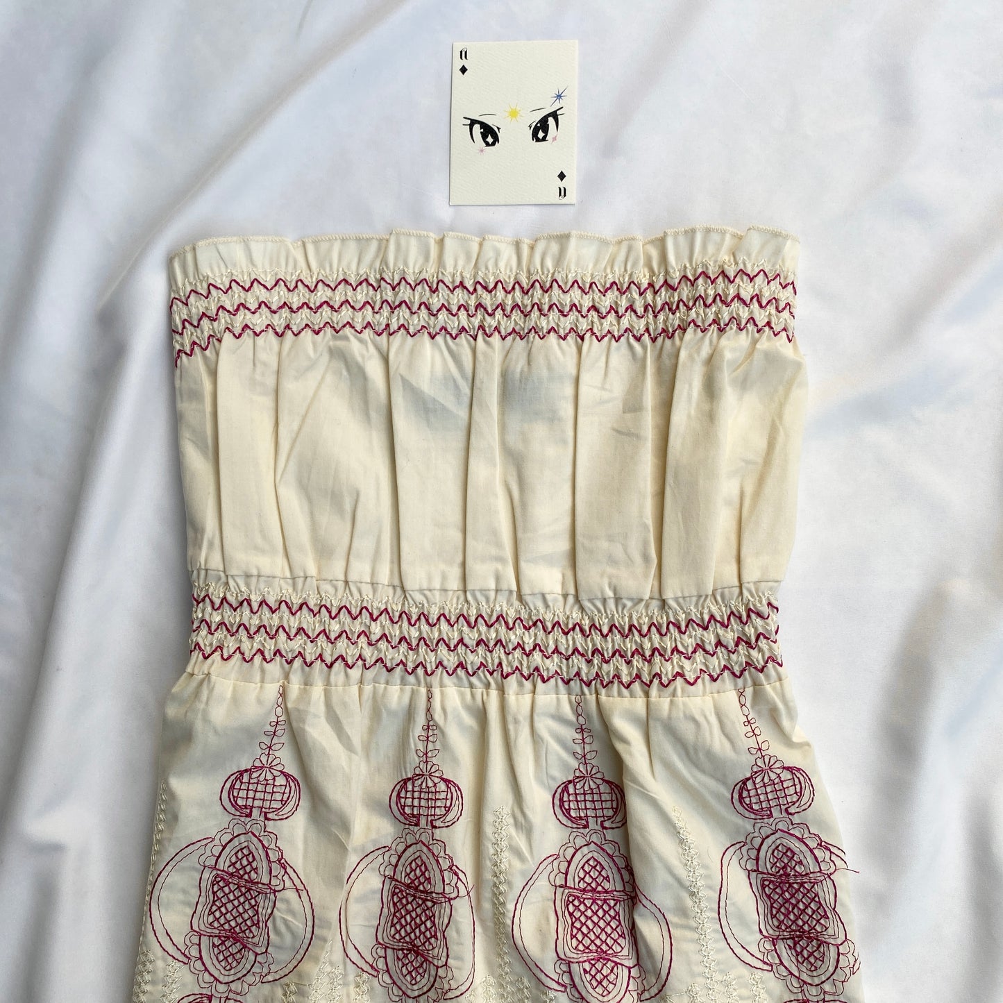CREAM EMBROIDERED BABYDOLL TUBE TOP (Bust : 34-38, Upper Waist : 28-38)