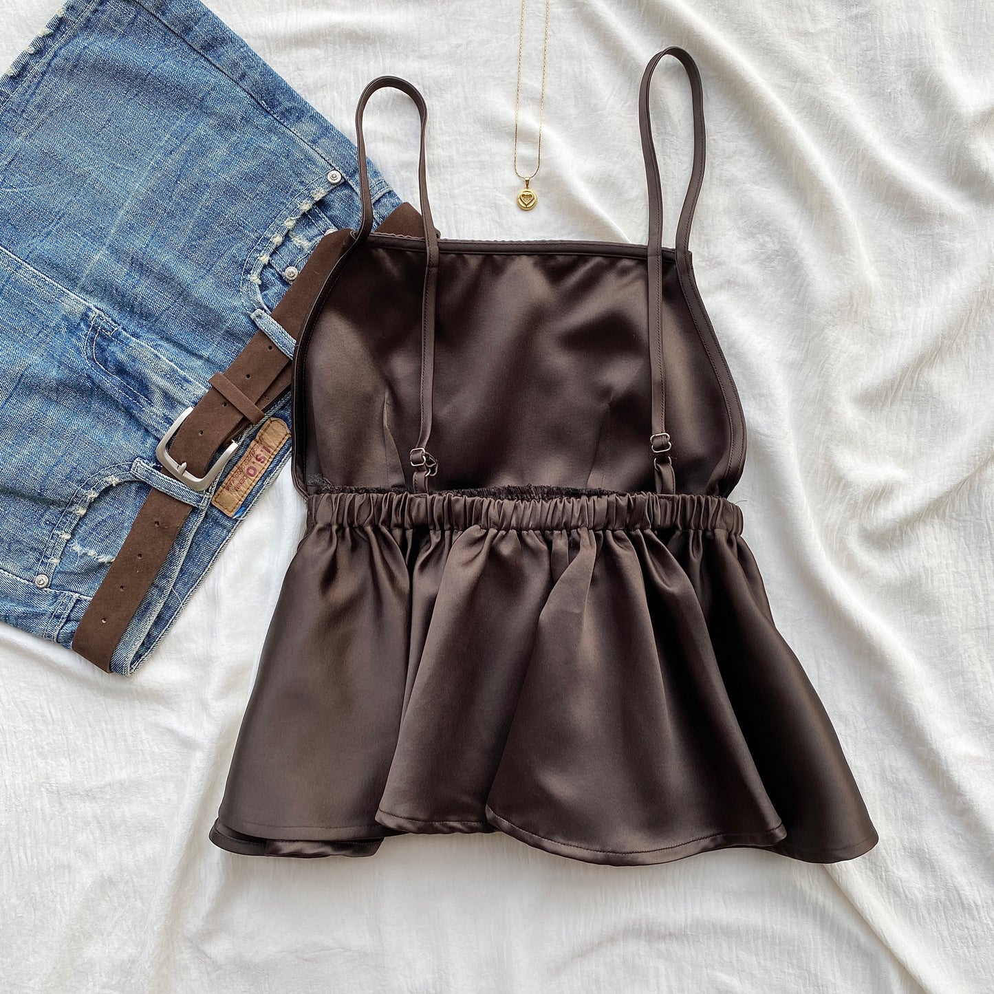 BROWN SATIN TOP (Bust : 30-34, Upper Waist : 24-28)