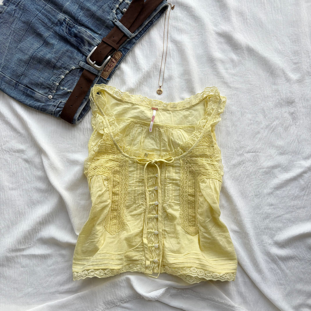 YELLOW LACE TOP FROM FREE PEOPLE (Two sizes)