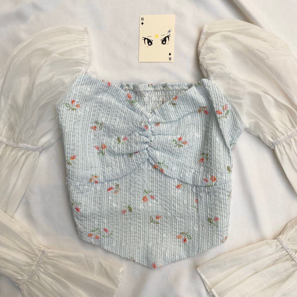 FLORAL BELL SLEEVED TOP (Bust : 28-32, Upper Waist : 24-28)