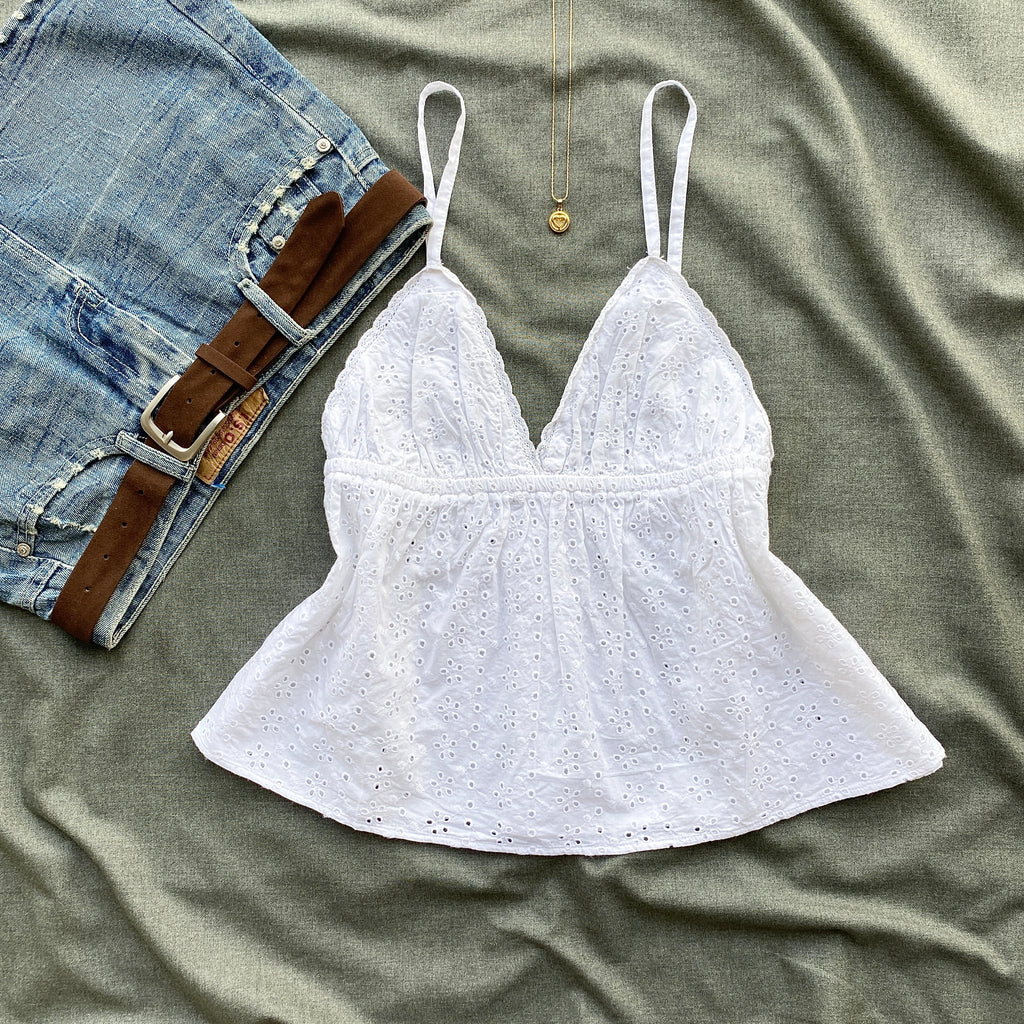 WHITE EYELET TOP (Sizes available)
