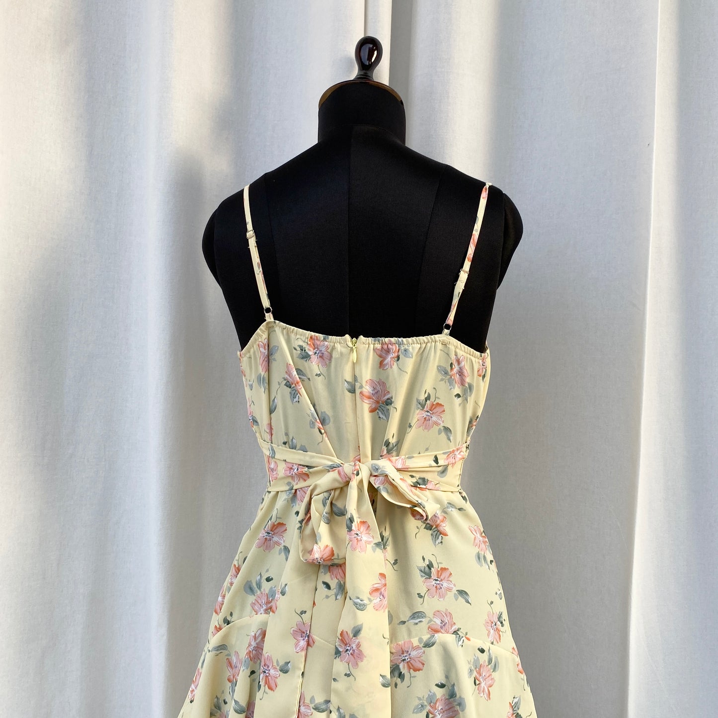 YELLOW FLORAL DRESS (Bust : 30-34, Upper Waist : 26-32)