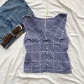 BLUE GHINGHAM TOP FROM FREE PEOPLE (Bust : 36-38, Upper Waist : 30-34)
