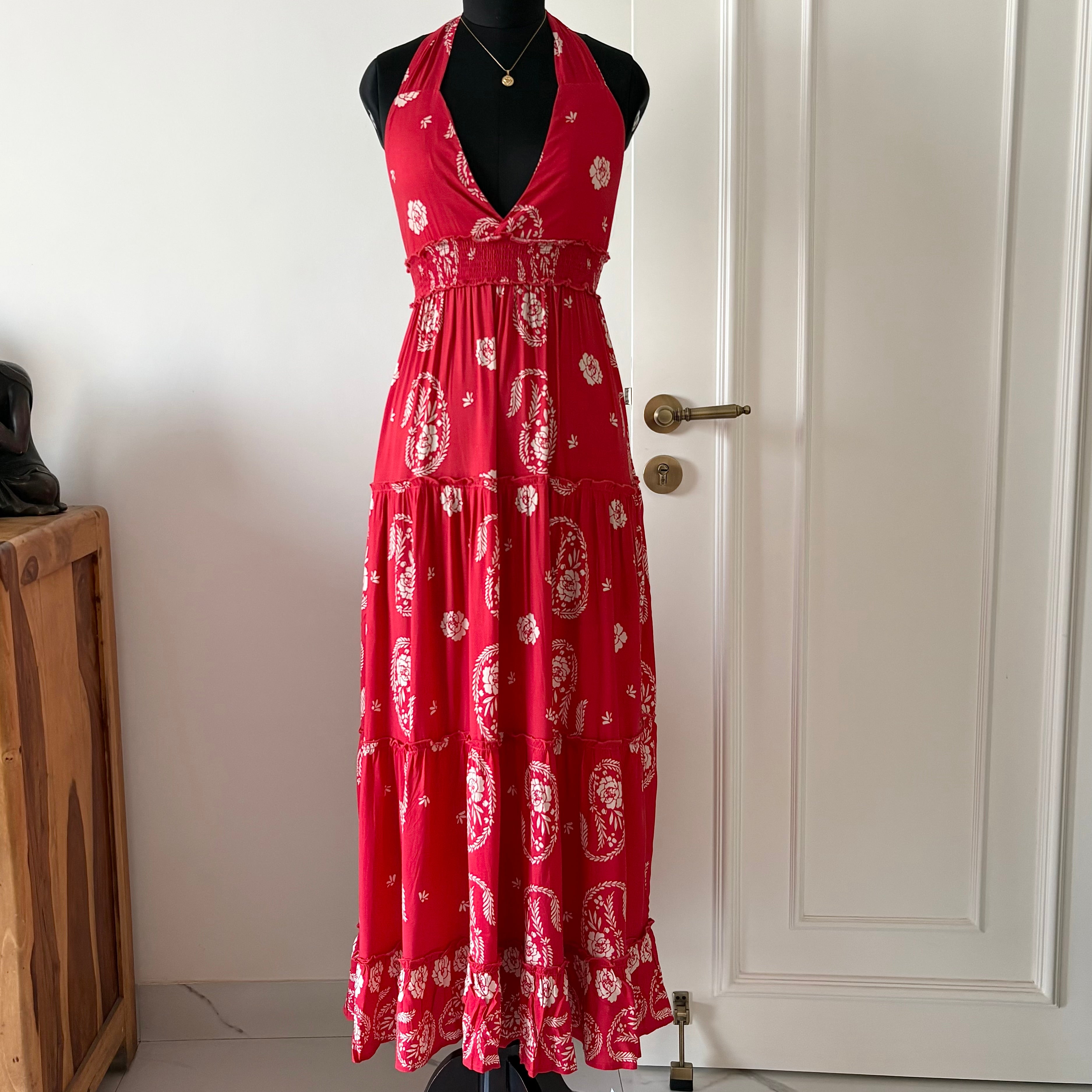 RED HALTER MAXI DRESS (Multiple sizes available)