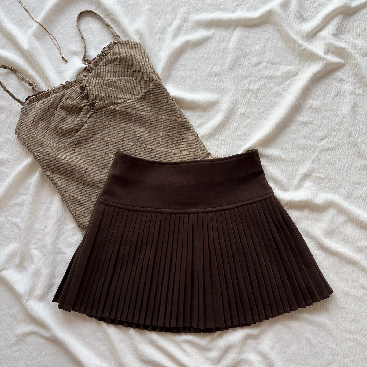 MIU SKIRT IN BROWN (Sizes available)