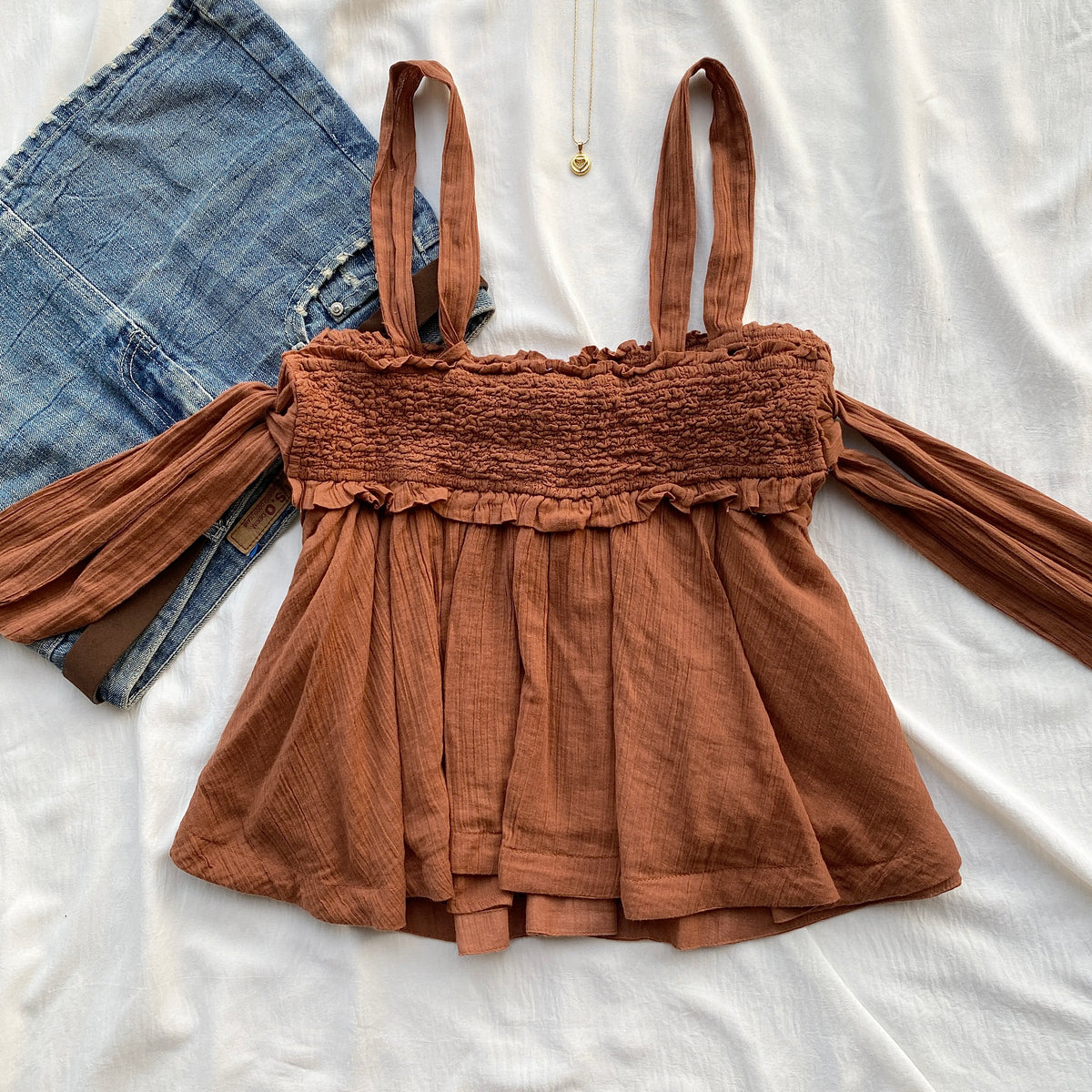 BROWN TOP FROM FREE PEOPLE (Bust : 32-34, Upper Waist : 26-30)