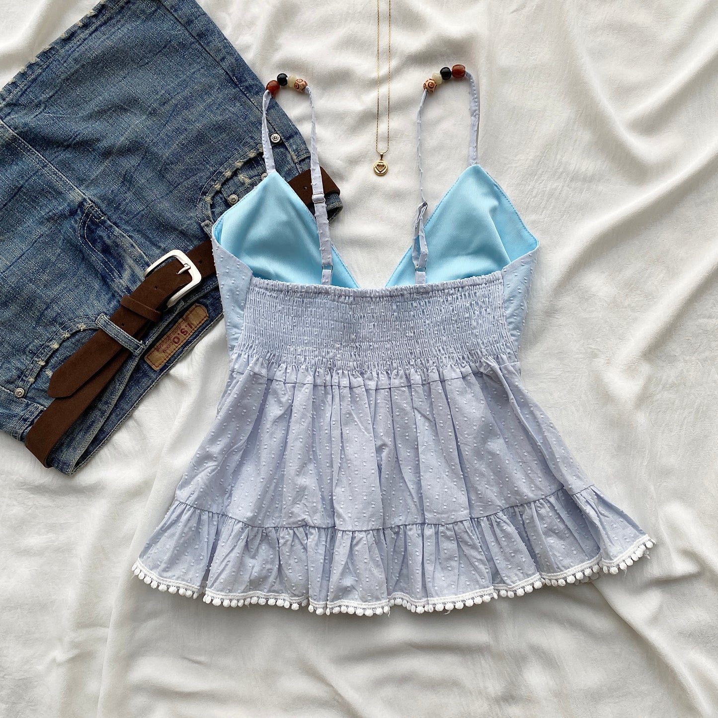 BLUE BEADED TOP (Bust : 28-34, Upper Waist : 24-28)