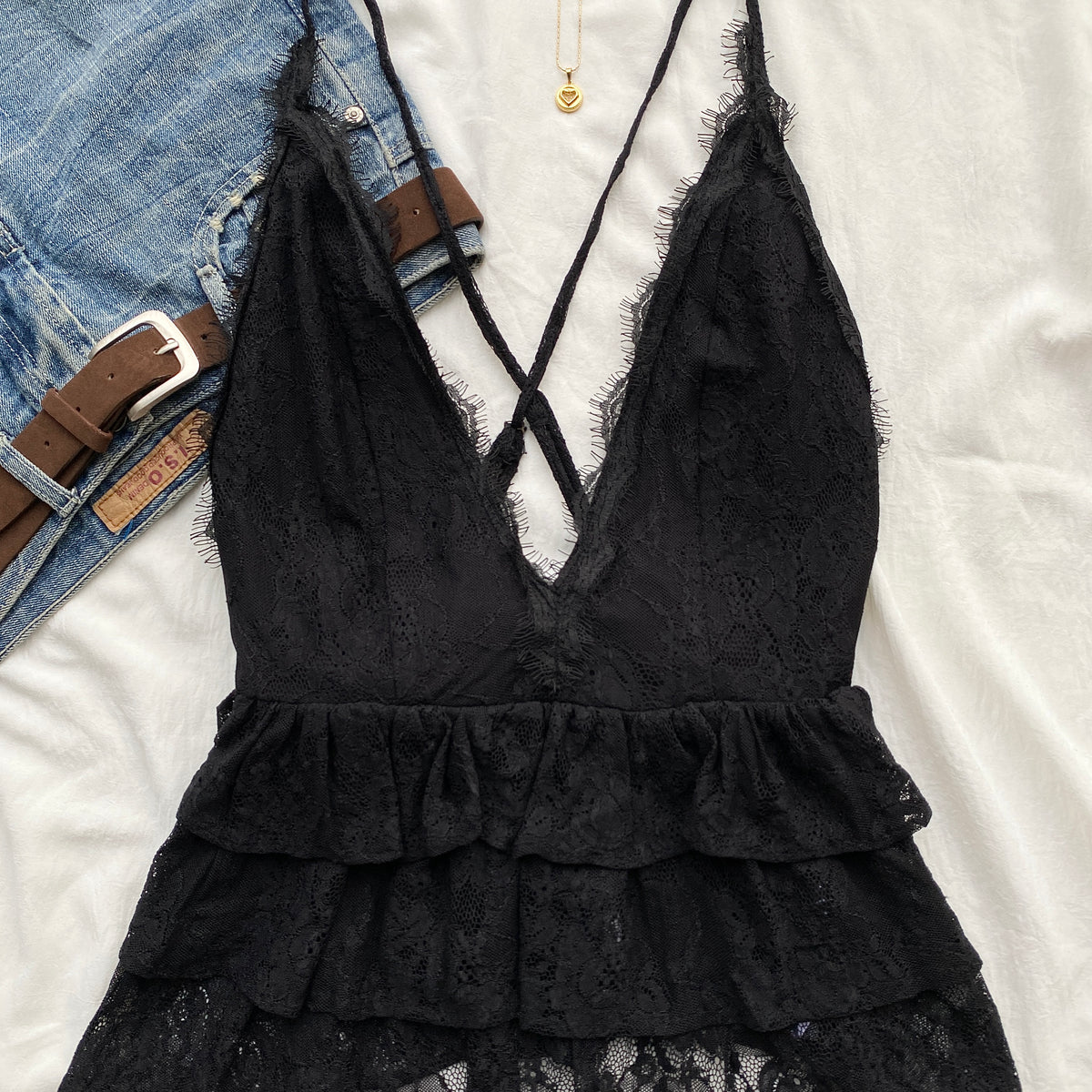 BLACK LACE BABYDOLL TOP (Bust : 34-36, Upper Waist : 28-34)
