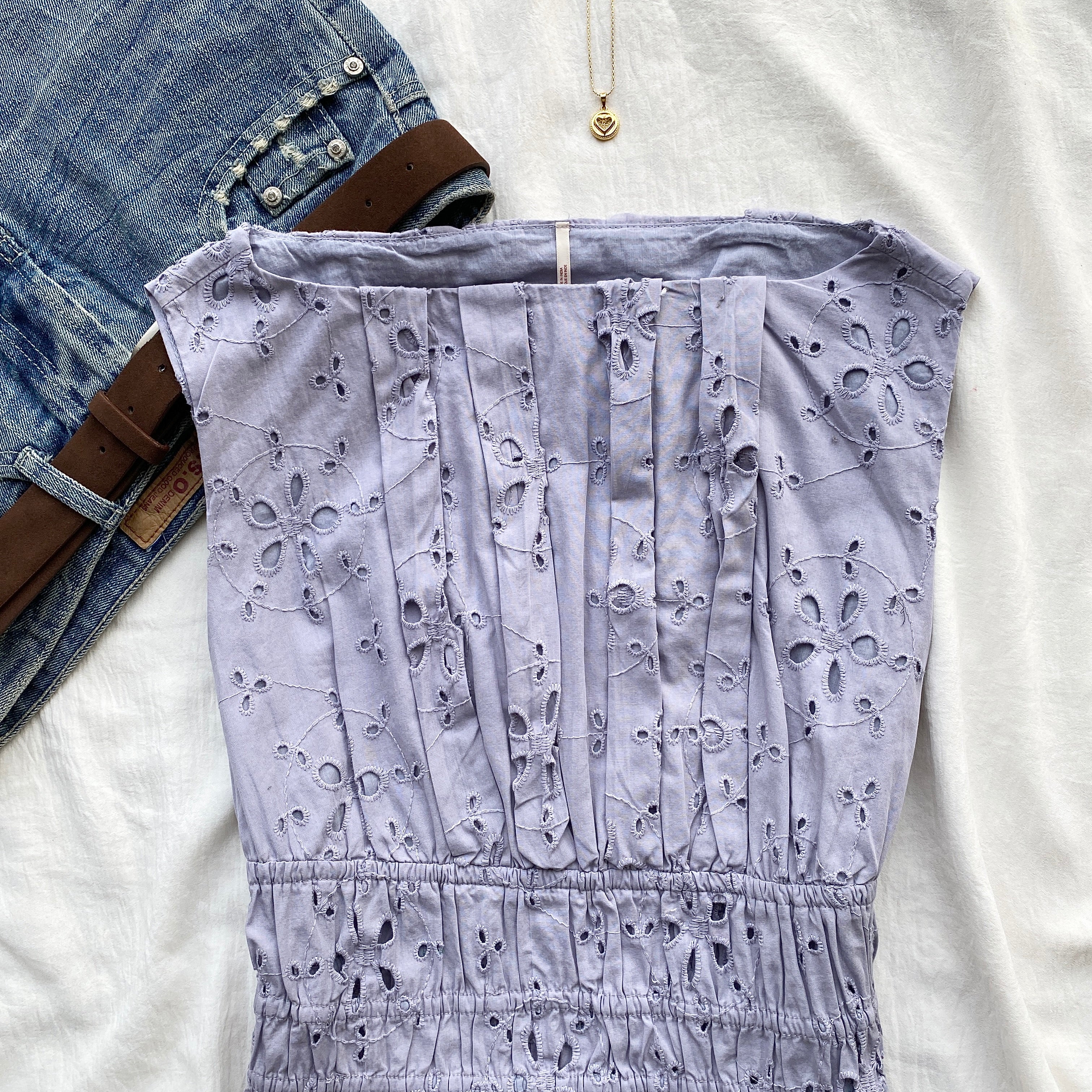 LILAC EYELET TOP FROM FREE PEOPLE (Bust : 30-32, Upper Waist : 24-28)