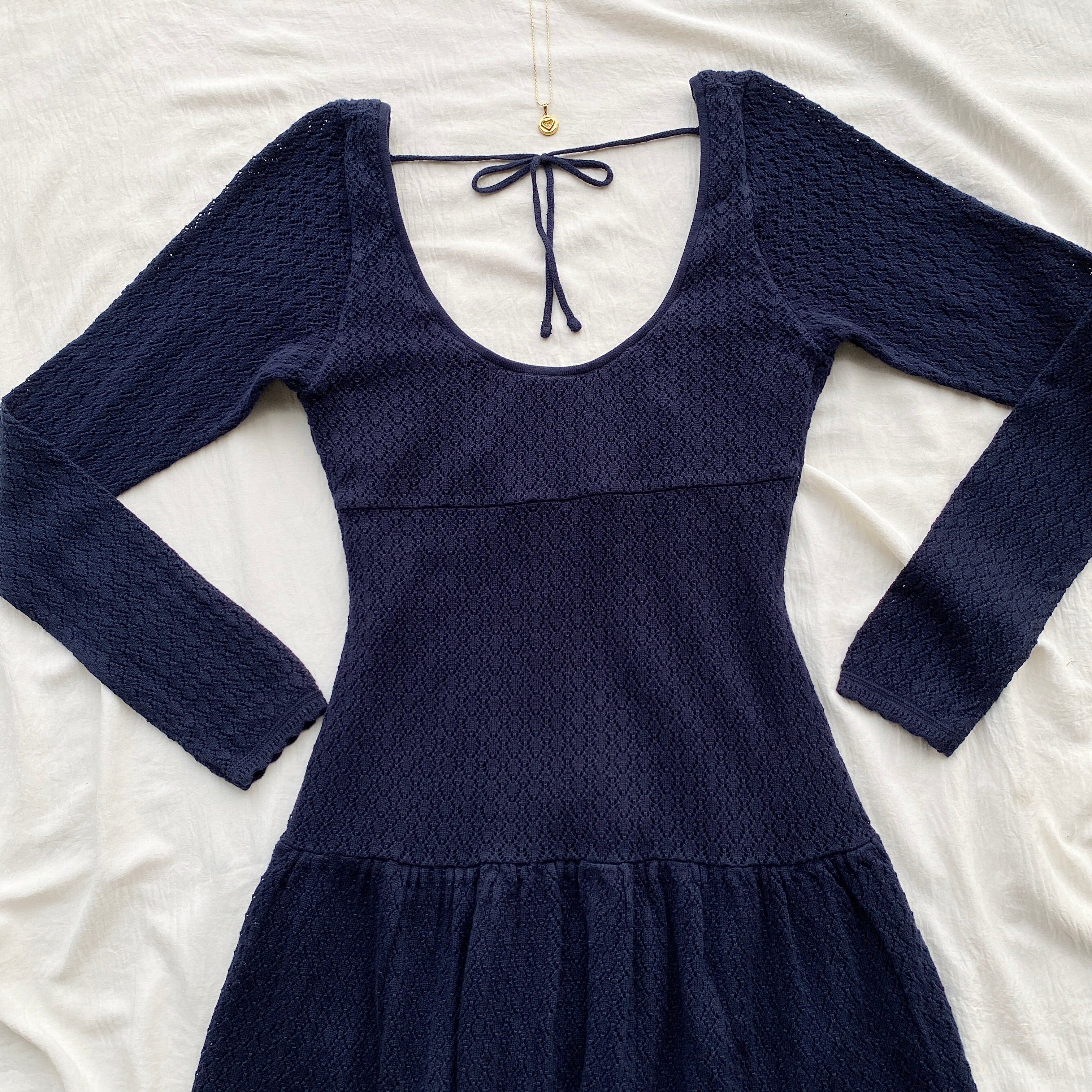 NAVY BLUE CROCHET DRESS FROM HOLLISTER (Bust : 30-34, Upper Waist : 26-34)