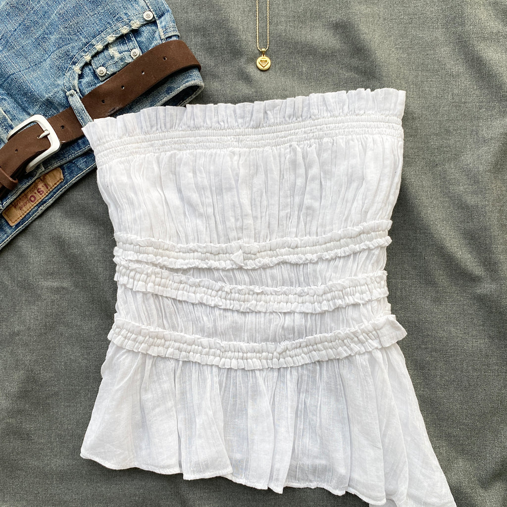 WHITE TUBE TOP FROM FREE PEOPLE (Bust : 30-34, Upper Waist : 26-32)