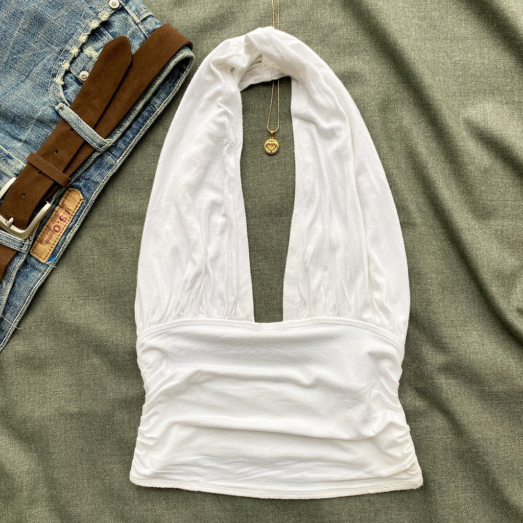 WHITE HALTER TOP FROM FREE PEOPLE (Bust : 28-32, Upper Waist : 22-26)