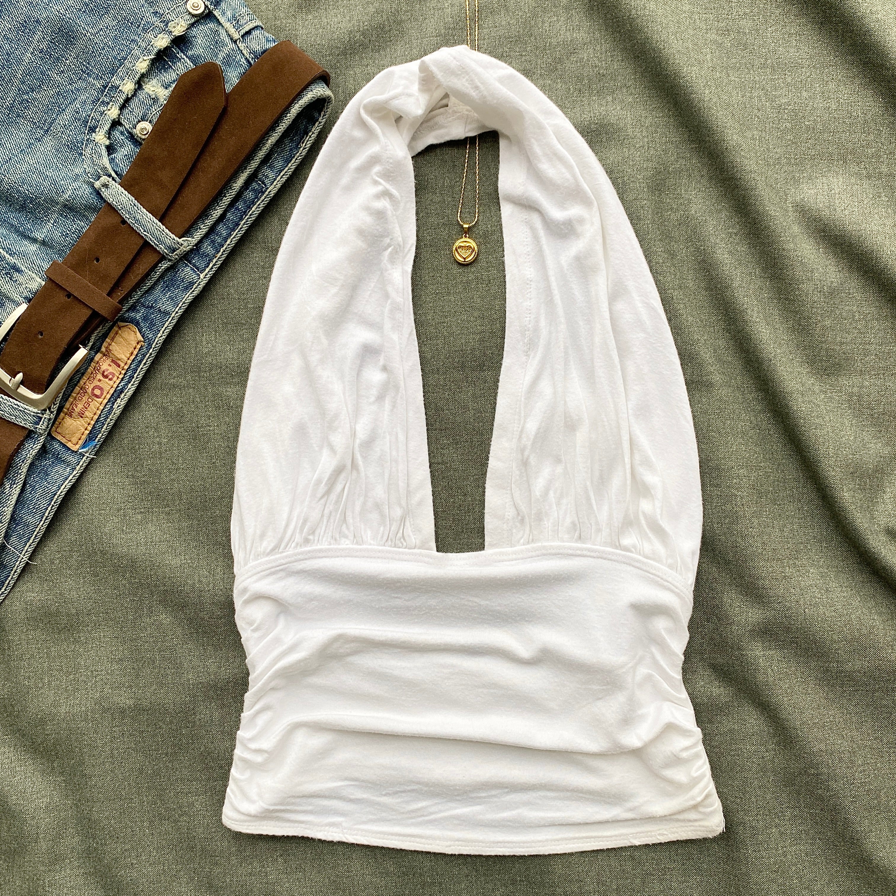 WHITE HALTER TOP FROM FREE PEOPLE (Bust : 28-32, Upper Waist : 22-26)