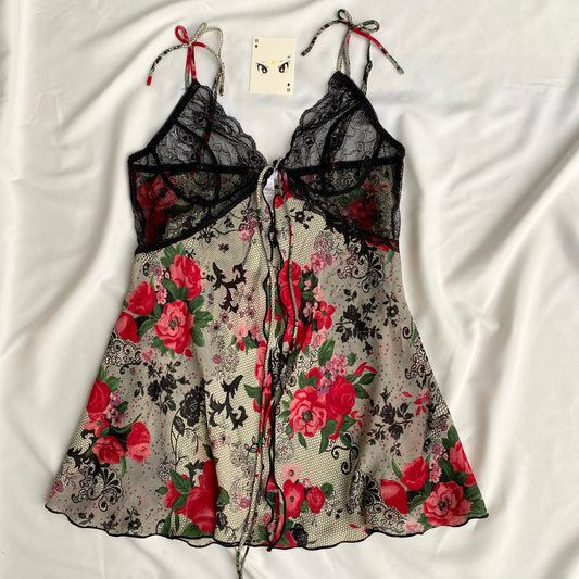 FLORAL BABYDOLL TOP (Bust : 30-34, Upper Waist : Free)