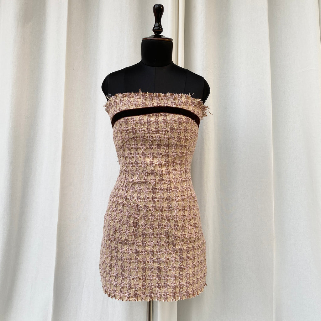 PINK TWEED TUBE DRESS (Bust : 32-34, Upper Waist : 26-29)