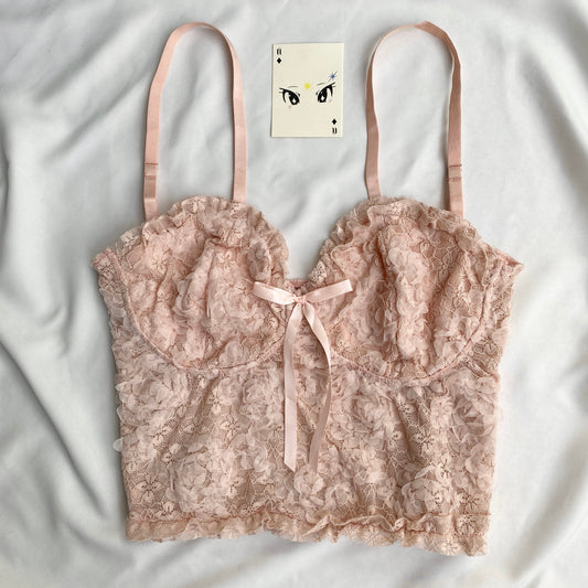 PINK LACE BUSTIER (Bust : 38-40, Upper Waist : 34-38)