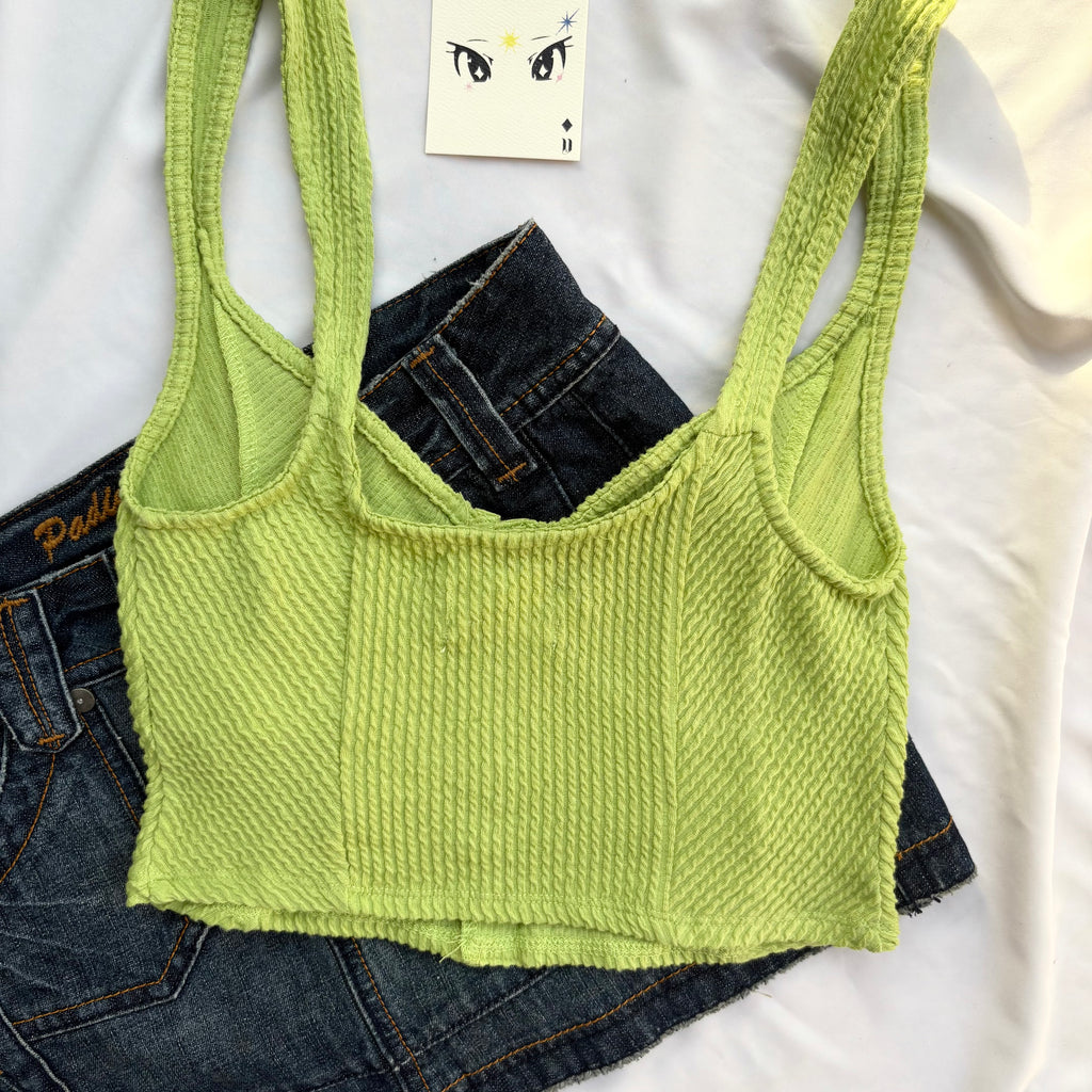 GREEN RIBBED TOP FROM URBAN OUTFITTERS (Bust : 30-34, Upper Waist : 24-28)