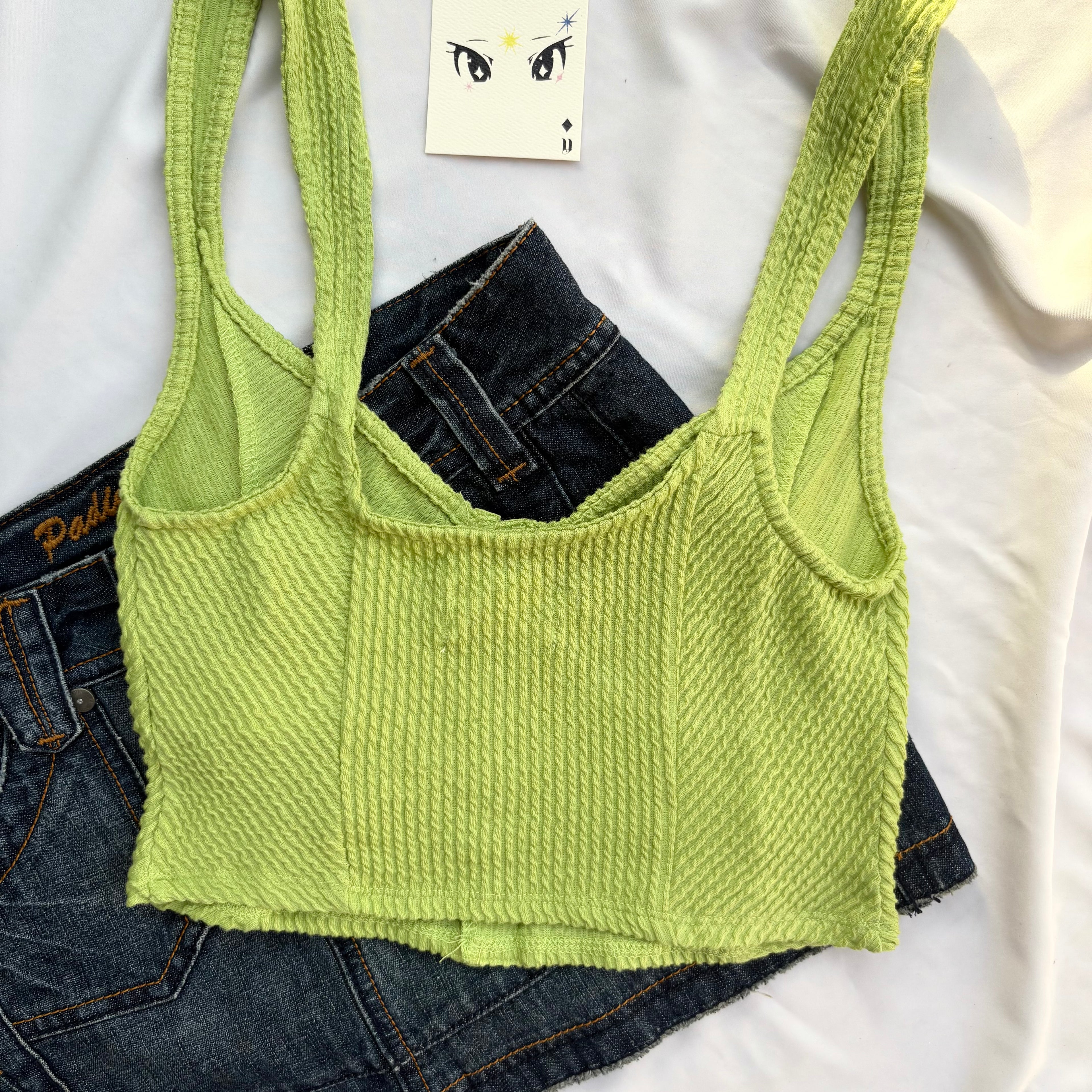GREEN RIBBED TOP FROM URBAN OUTFITTERS (Bust : 30-34, Upper Waist : 24-28)