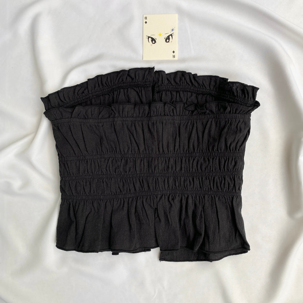 BLACK RUCHED TOP (Bust : 34-38, Upper Waist : 30-34)