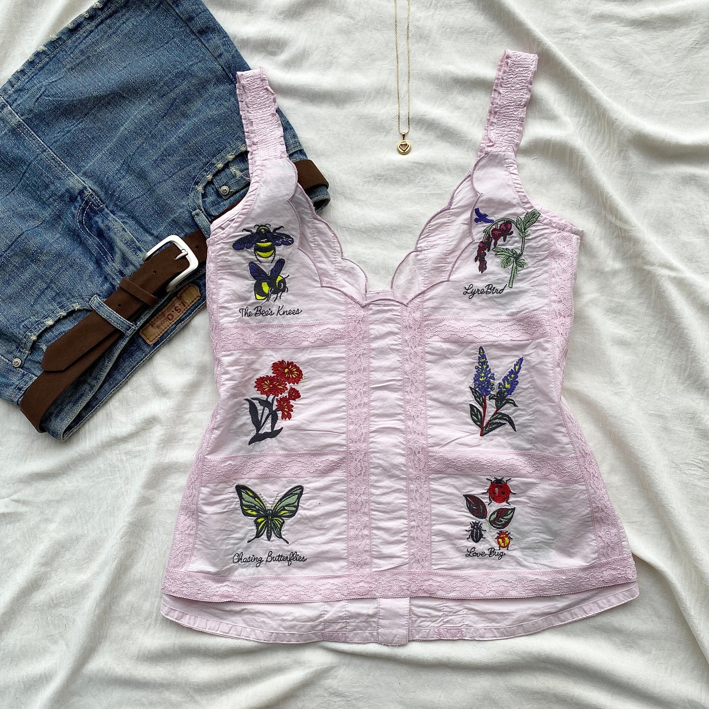 PINK EMBROIDERED TOP FROM ANTHROPOLOGY (Two sizes)