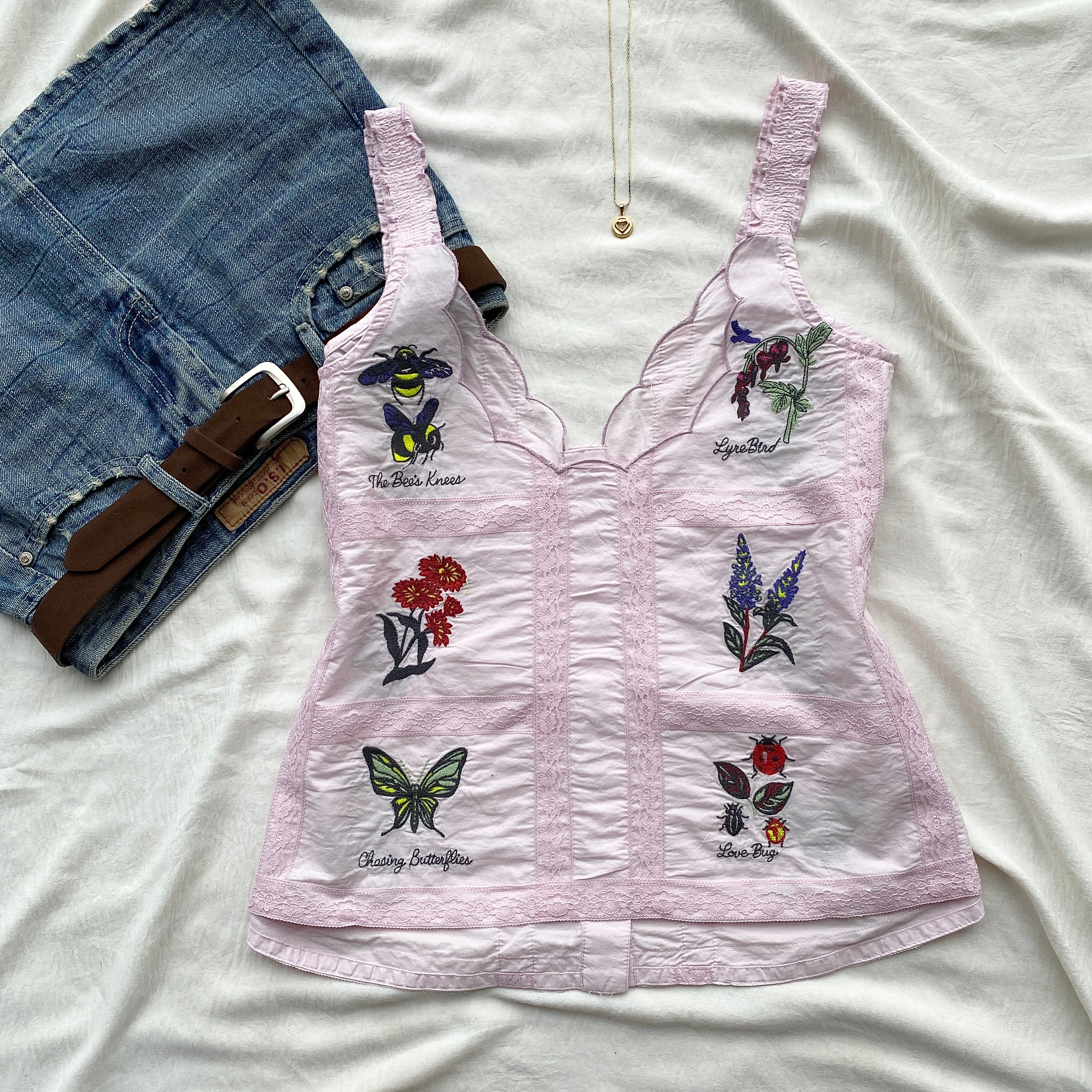 PINK EMBROIDERED TOP FROM ANTHROPOLOGY (Two sizes)