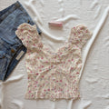 FLORAL TOP IN BUTTER YELLOW (Bust : 28-32, Upper Waist : 24-28)