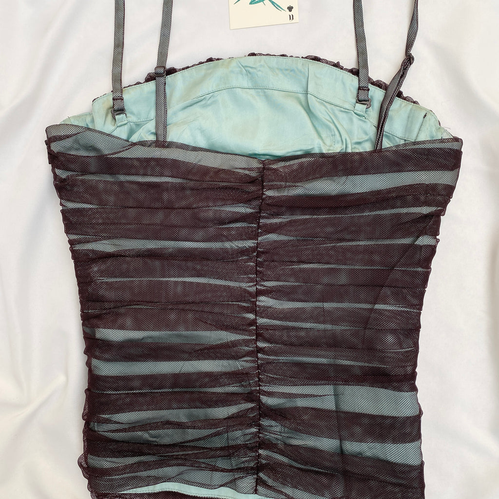 BLUE RUCHED CORSET (Bust : 30-32, Upper Waist : 24-26)