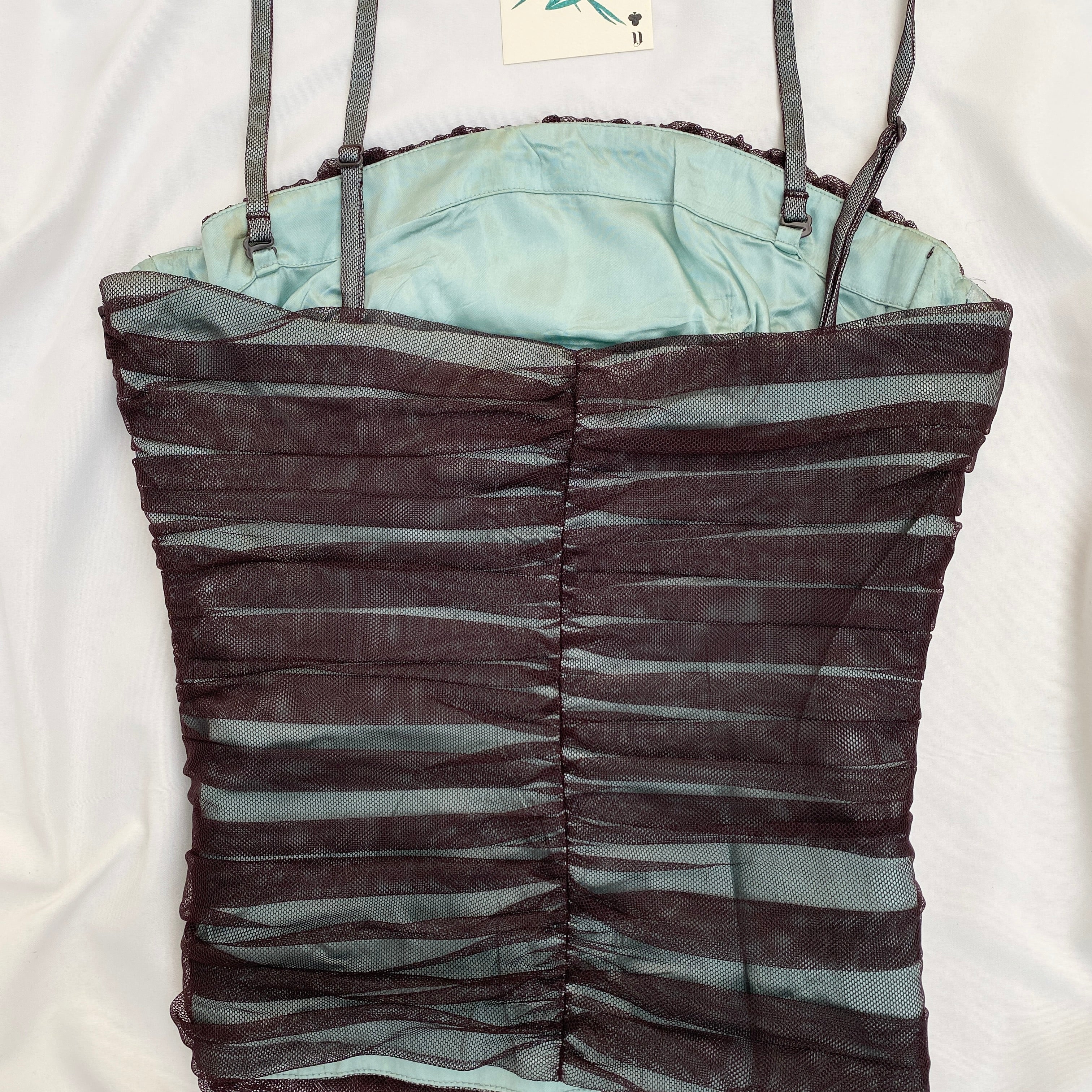 BLUE RUCHED CORSET (Bust : 30-32, Upper Waist : 24-26)