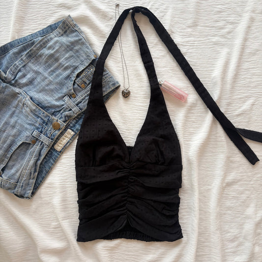 BLACK HALTER TOP (Bust : 28-32, Upper Waist : 22-26)