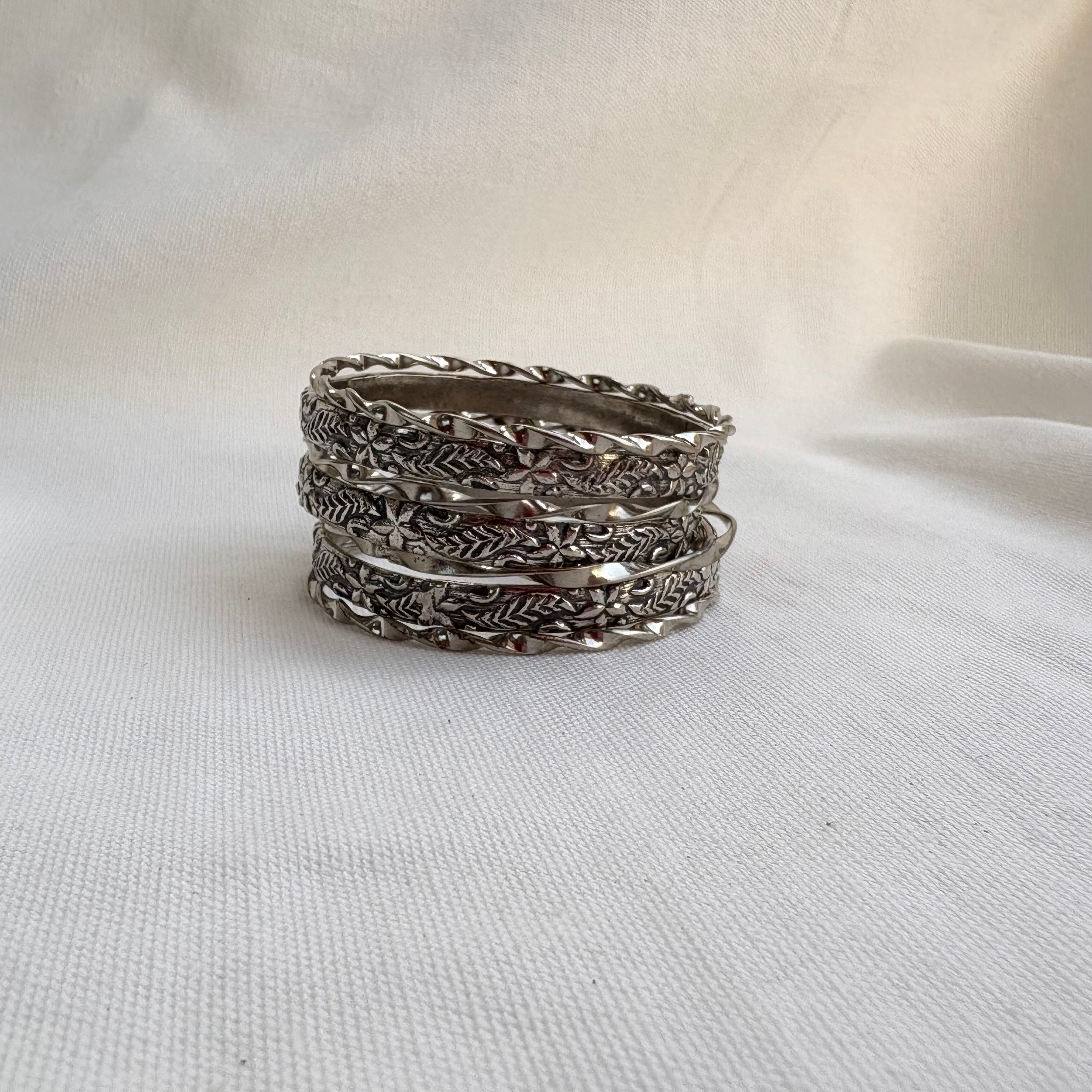 OXIDISED SILVER BANGELS (Set of 7)