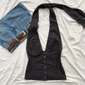 POLKA DOT HALTER TOP FROM FREE PEOPLE (Bust : 34-38, Upper Waist : 30-34)