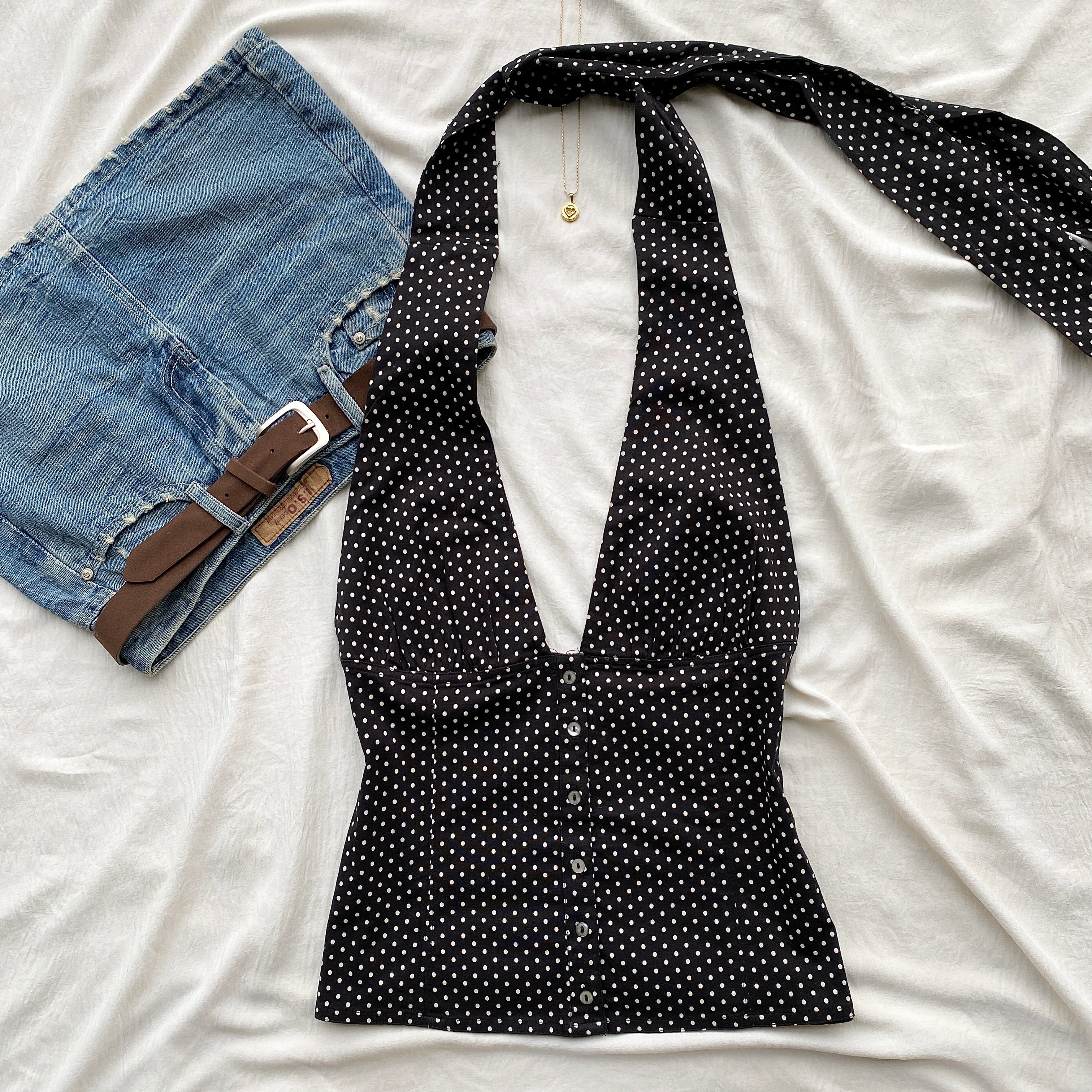 POLKA DOT HALTER TOP FROM FREE PEOPLE (Bust : 34-38, Upper Waist : 30-34)