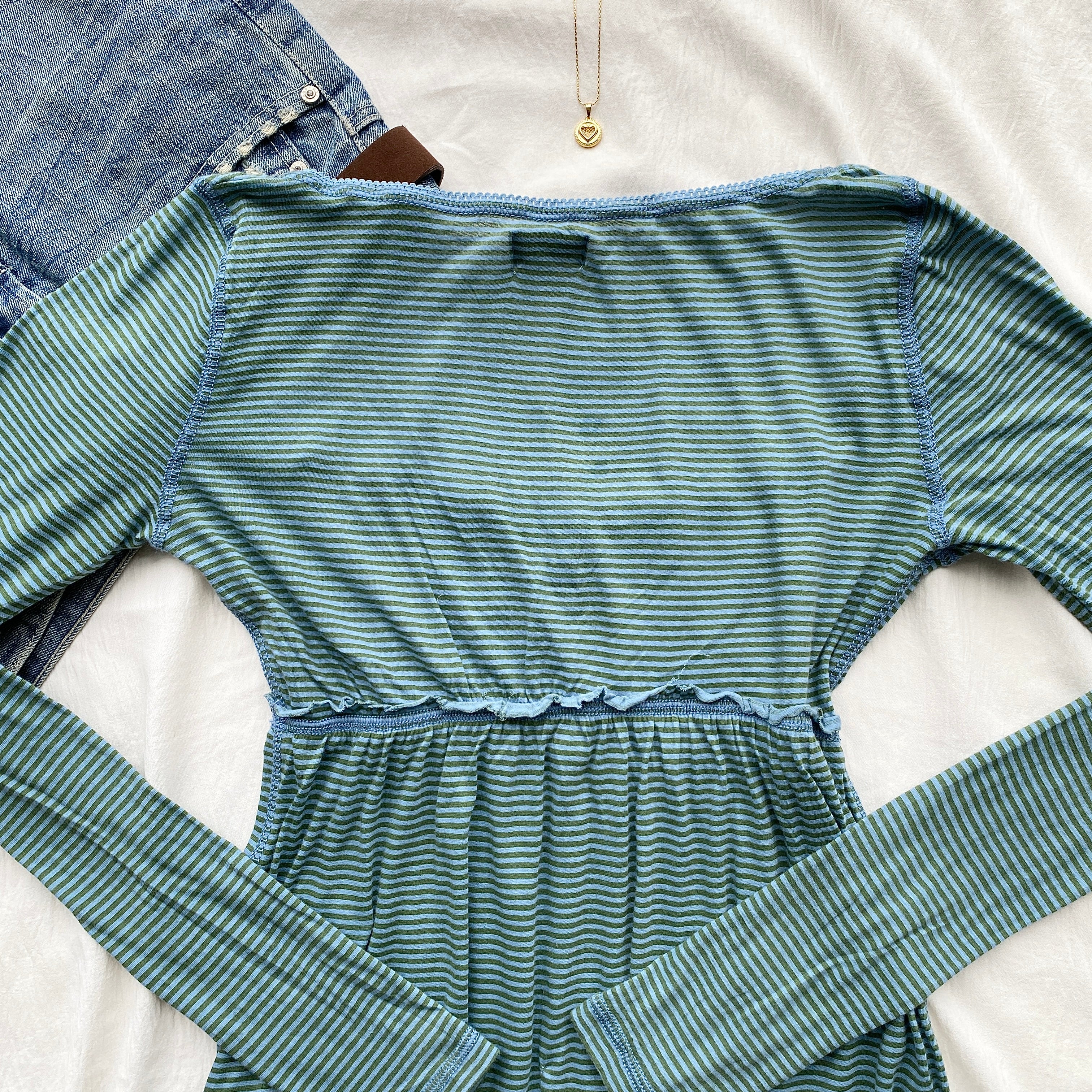 BLUE HENLEY TOP FROM URBAN OUTFITTERS (Bust : 32-34, Upper Waist : 26-34)
