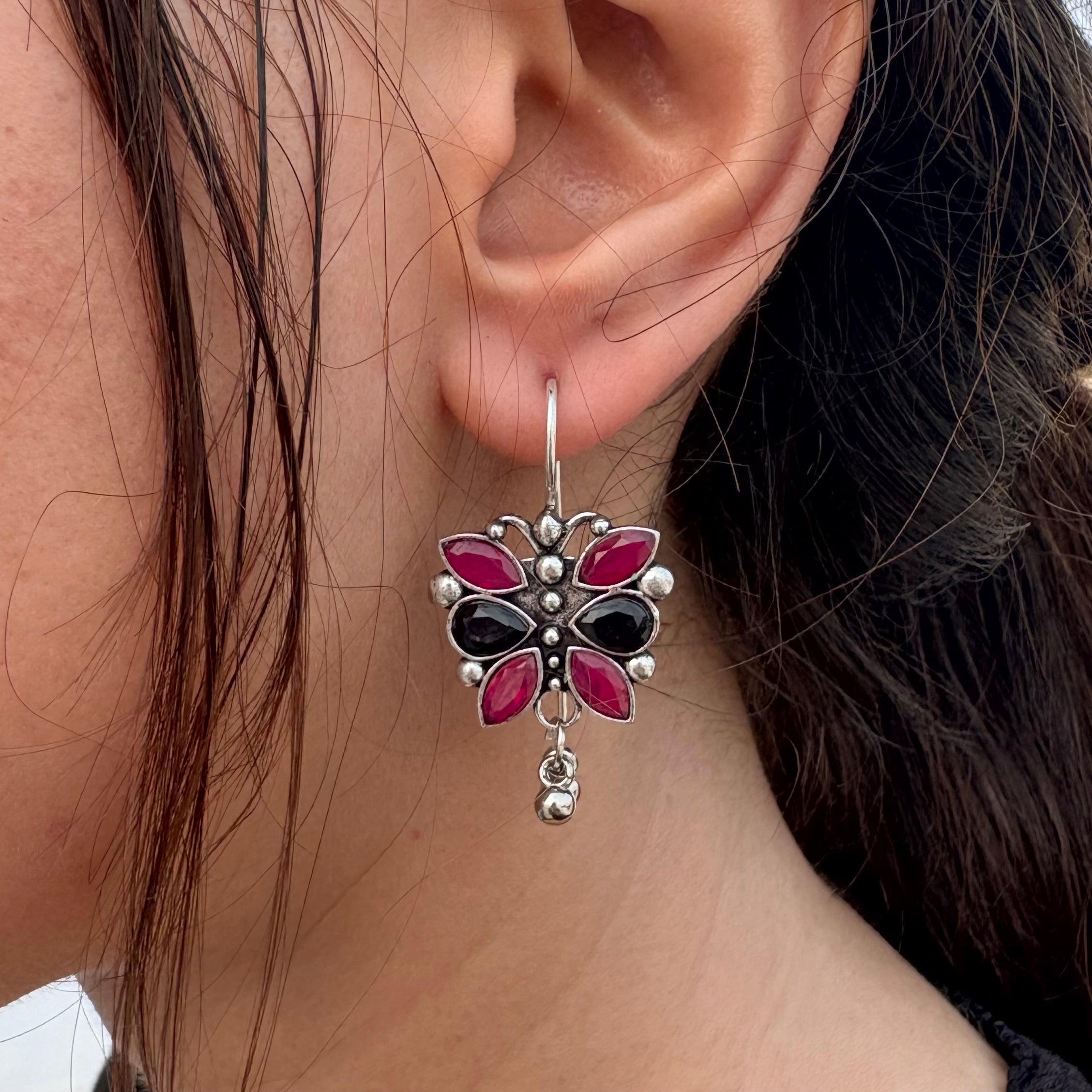 BUTTERFLY WITH STONE EARRINGS