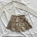 ANIMAL PRINT TIERED SKIRT (Waist : 28-30)