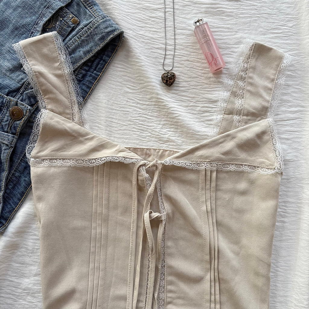 BEIGE TIE UP TOP (Bust : 28-34, Upper Waist : 22-26)
