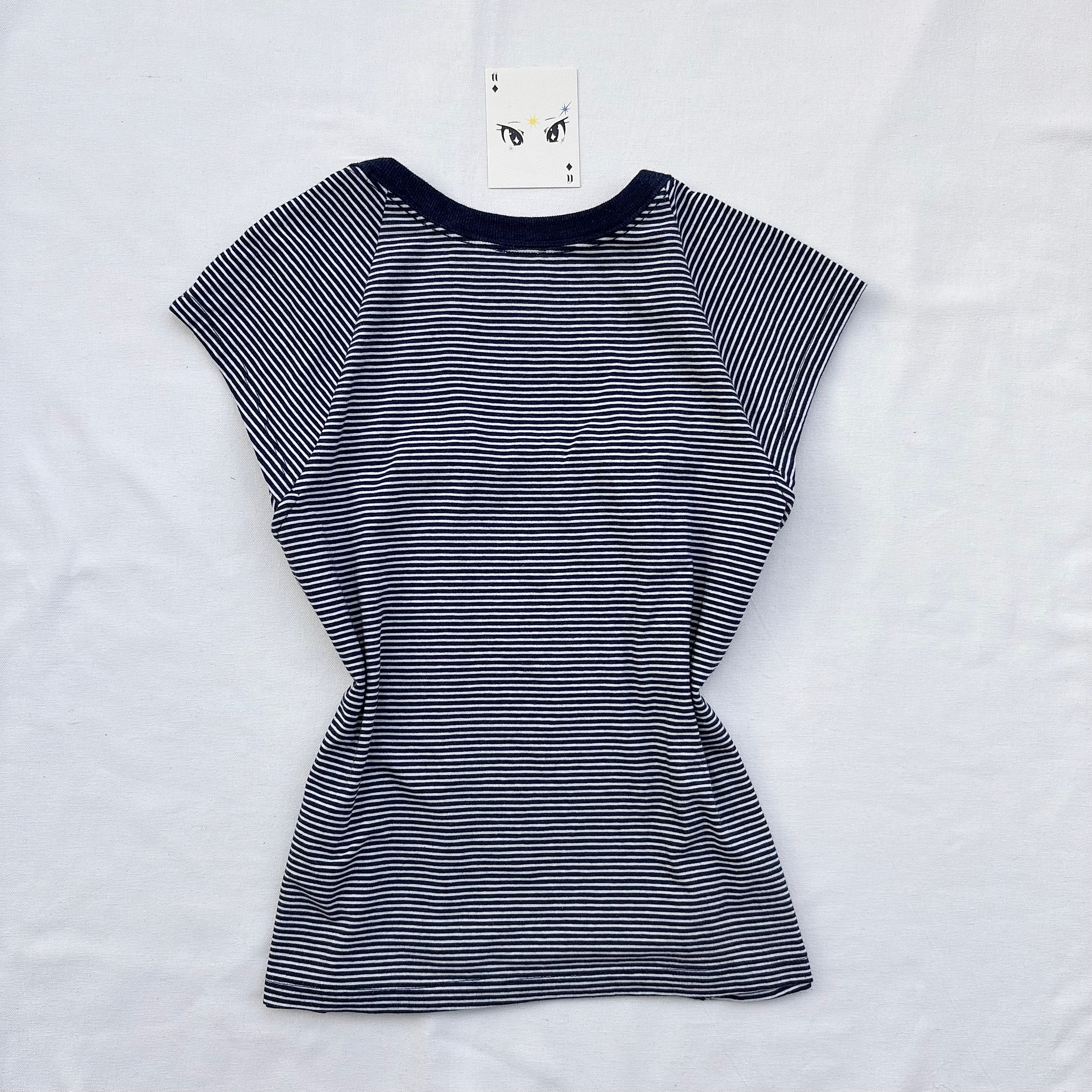 NAVY BLUE STRIPED TOP FROM ANTHROPOLOGIE (Bust : 32-34, Upper Waist : 26-34)