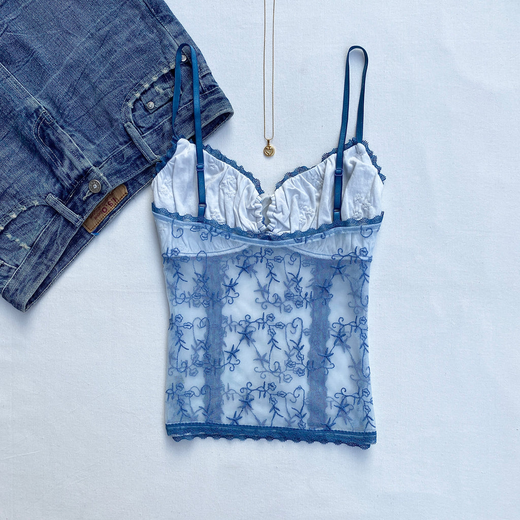 BLUE EMBROIDERED TOP FROM URBAN OUTFITTERS (Multiple sizes available)