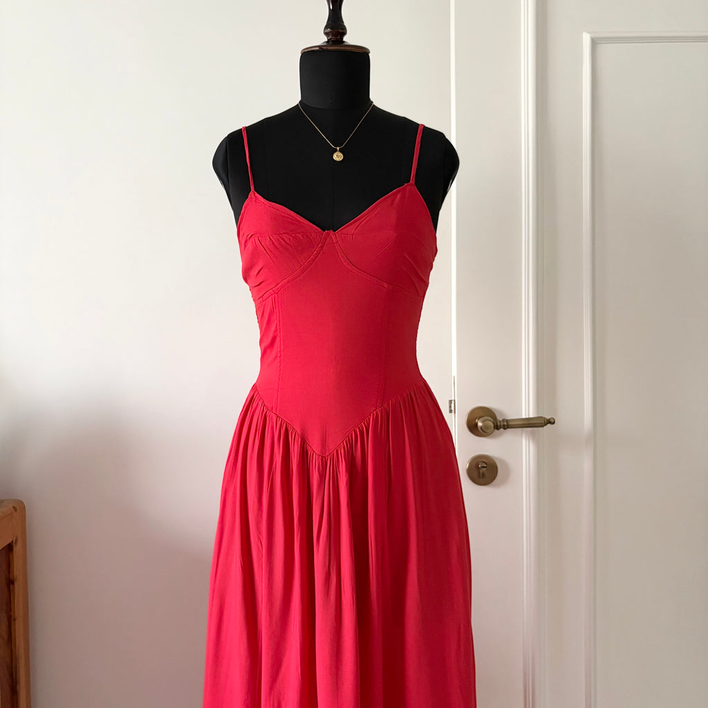 RED MAXI DROP WAIST DRESS (Multiple sizes available)