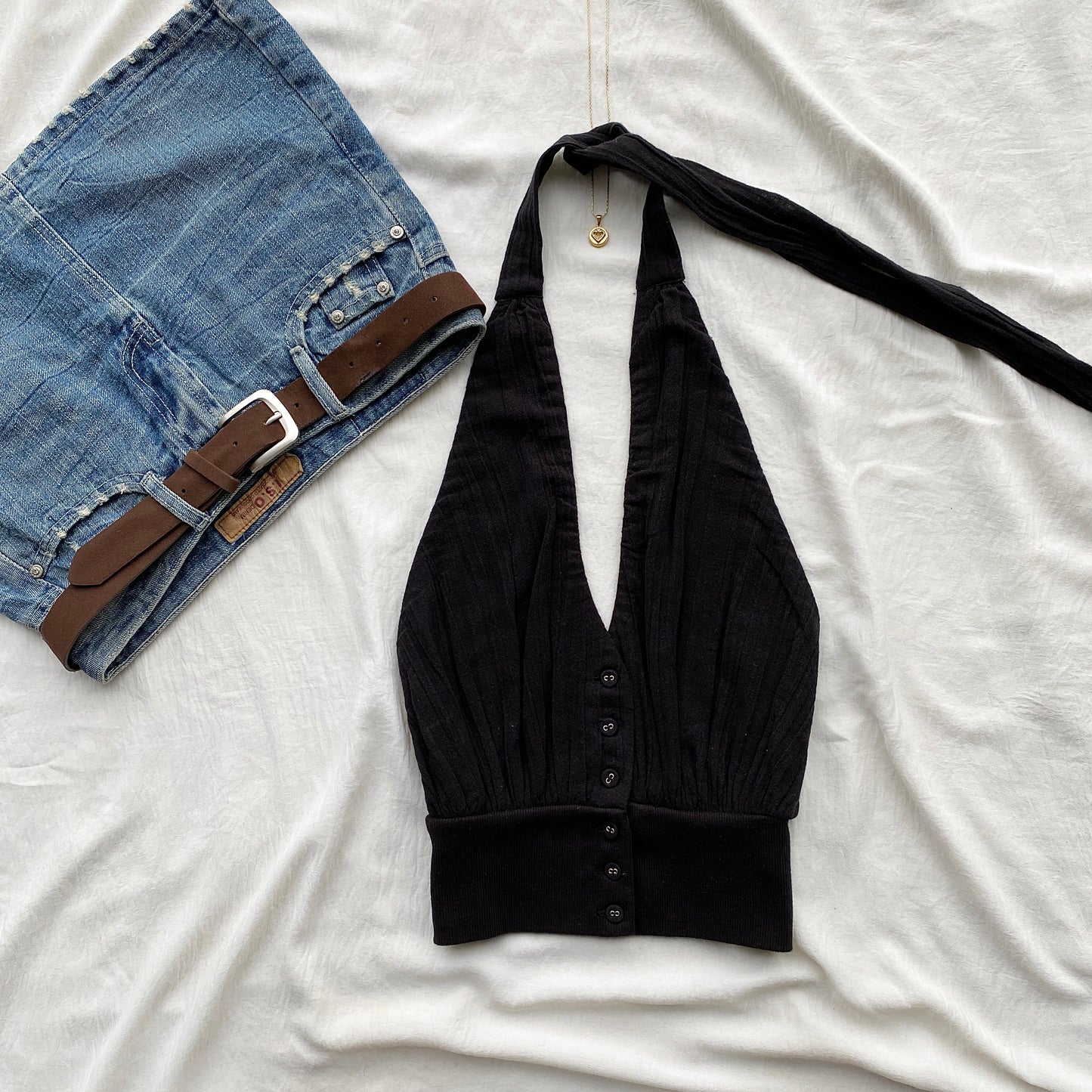 BLACK HALTER TOP FROM FREE PEOPLE (Bust : 32-34, Upper Waist : 24-28)